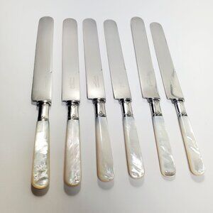 Antique Mother-of-Pearl Knife Set – Sterling Ferrule & Silver-Plated Blade